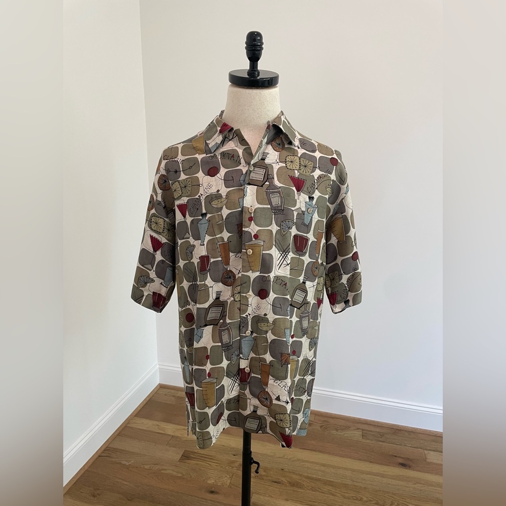 Vintage Buma Bibas 100% Silk Camp Shirt in Cocktail Print